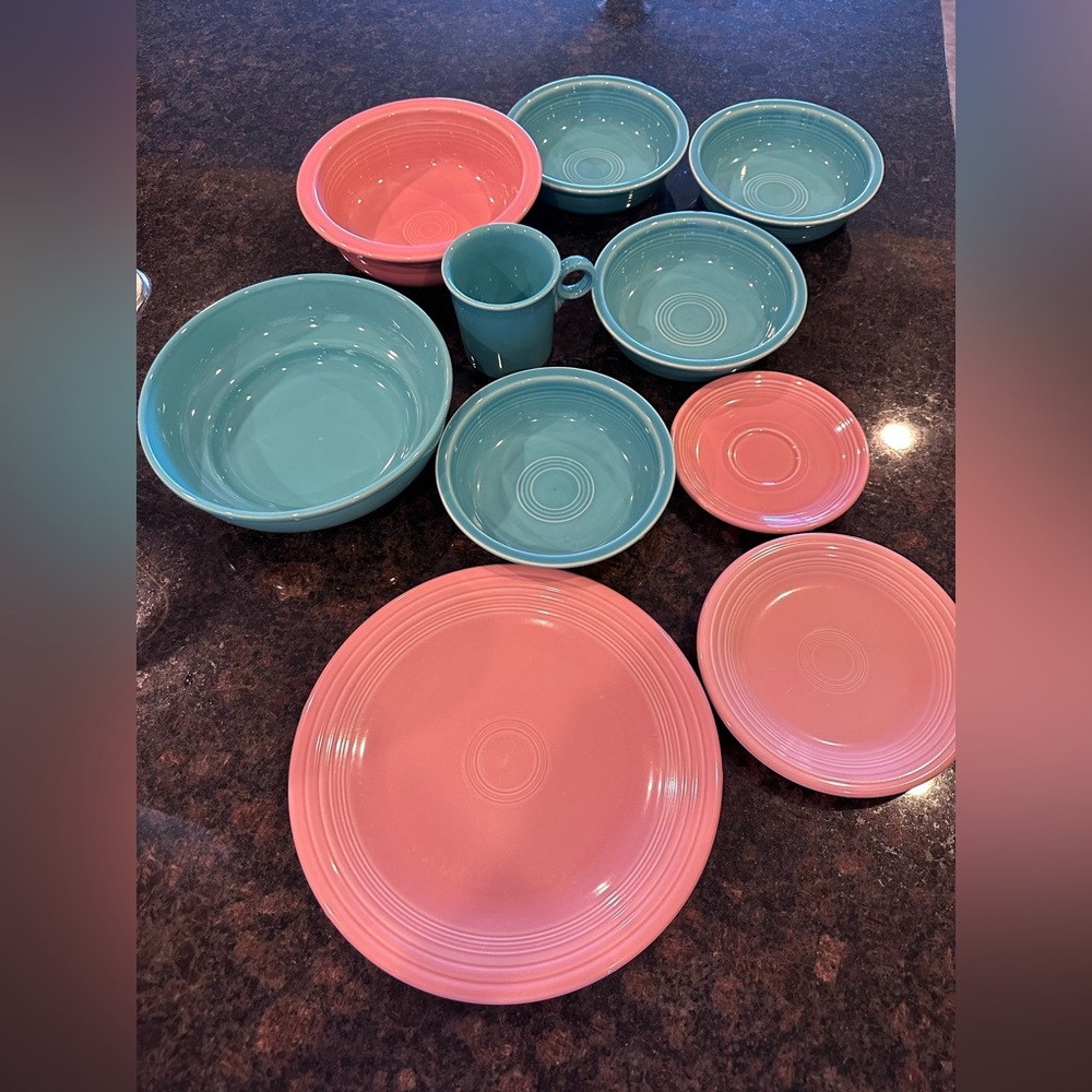 Fiesta Pink and Turquoise Two-Tone Dinnerware